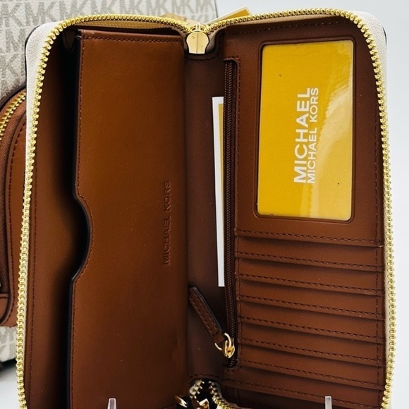 Michael Kors Medium Jaycee Zip Packet Backpack & Large Flat MF Phone Case Wallet - Picture 13 of 15